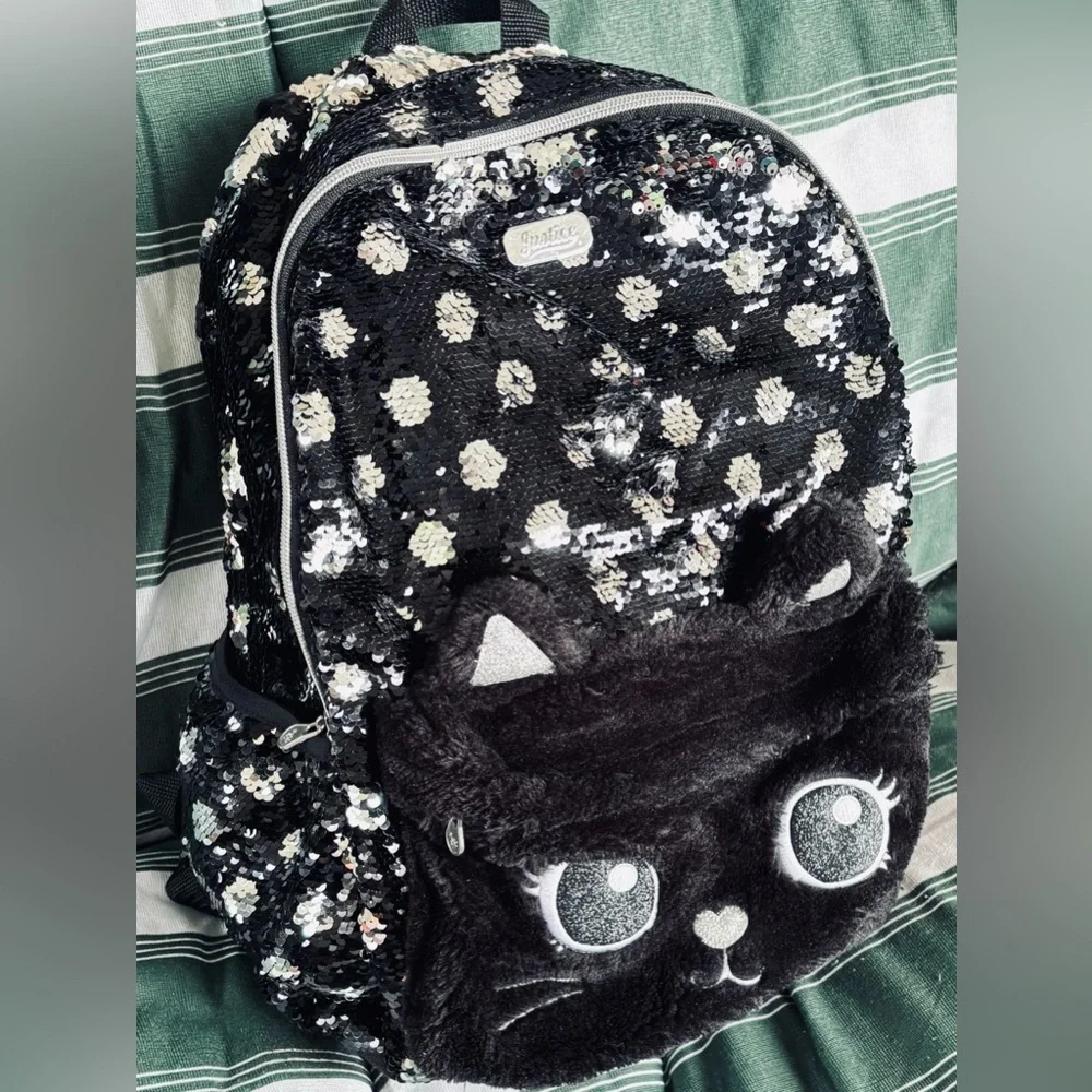 Justice Girls Cat Kitty Flip SEQuin Backpack